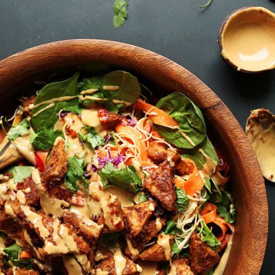 Rainbow Thai Salad w/Peanut Tempeh