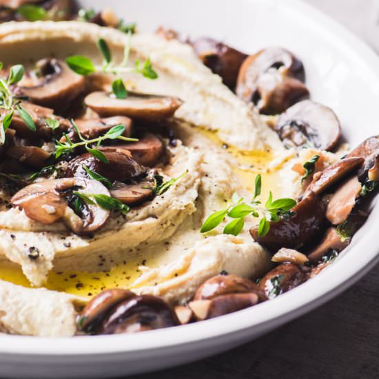 Warm Hummus with Mushrooms