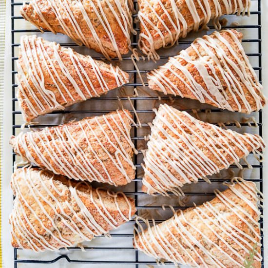 Banana Oatmeal Scones w/ Maple Glaze