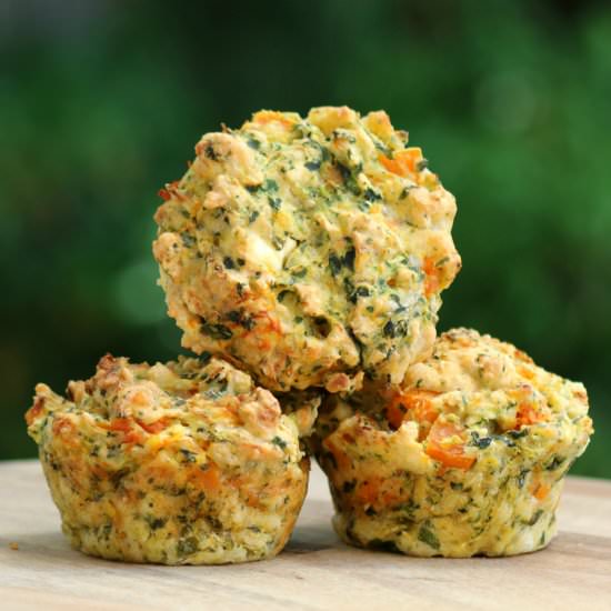 Savory Pumpkin Spinach Feta Muffins