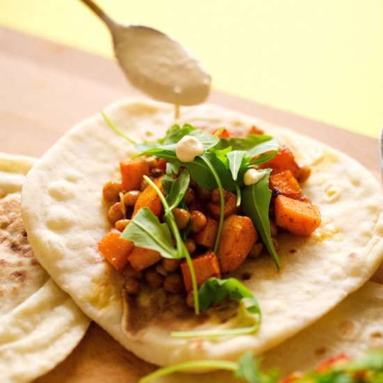 Roasted Butternut Chickpea Wraps