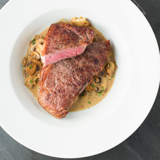 Steak with Mushroom Cream Sauce
