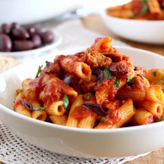 Penne Rigate With Tomato Tuna Sauce