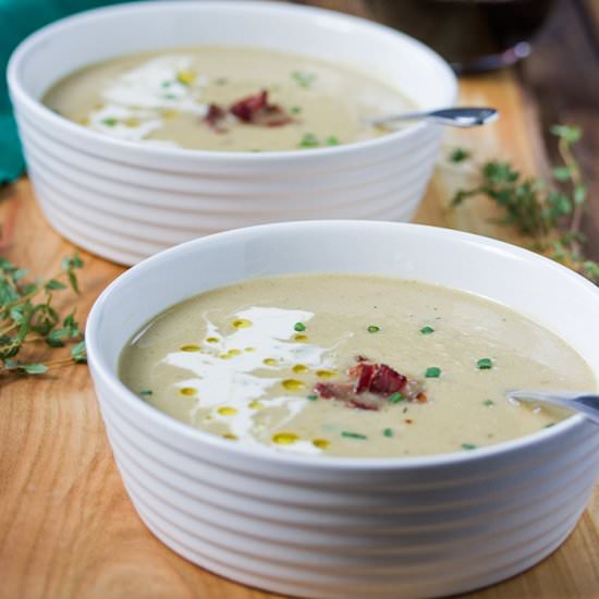 Celeriac Soup with Greyere Cheese