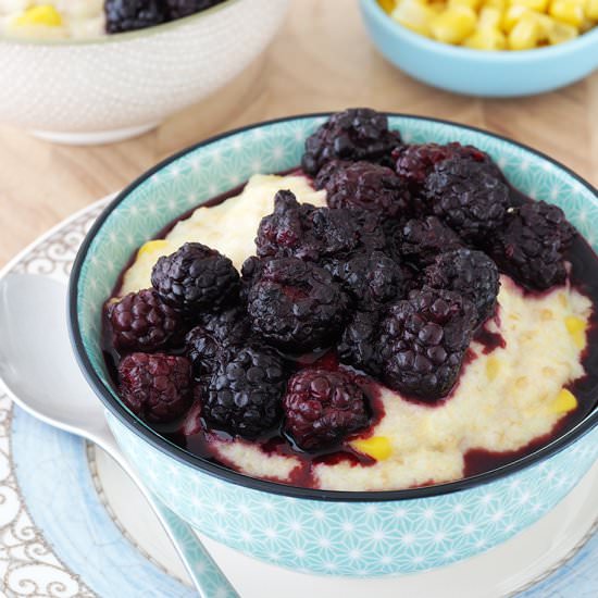 Sweet Corn Porridge with Berries