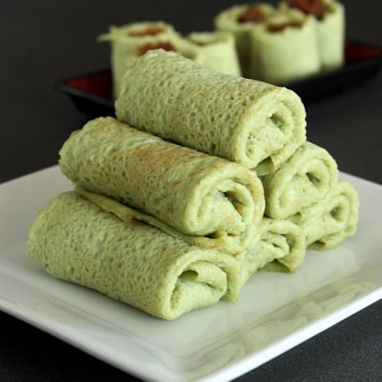 Pandan Crepes with Coconut Filling