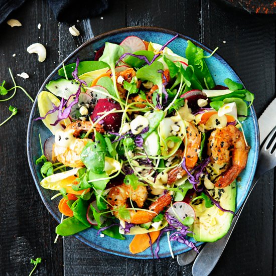 Rainbow shrimp salad