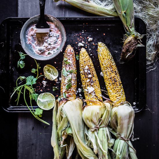 Grilled Oaxacan-style Corn
