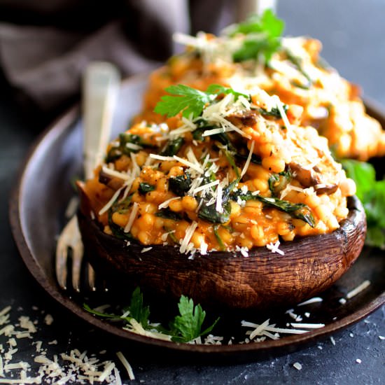 Barley Stuffed Portobello Mushrooms