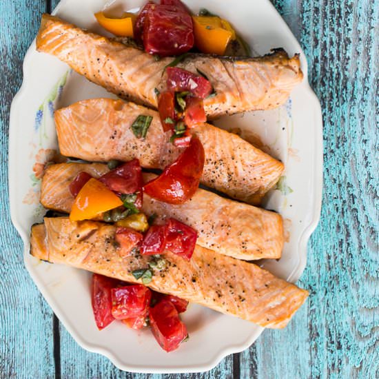 Salmon and Tomato Caper Vinaigrette