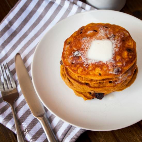 Pumpkin Chocolate Chip Pancakes