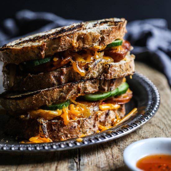 Pimento Grilled Cheese w/ Andouille
