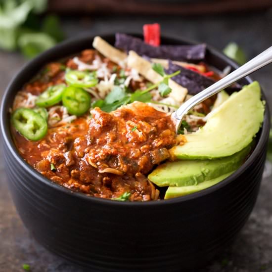 Smoky Beef and Poblano Chili