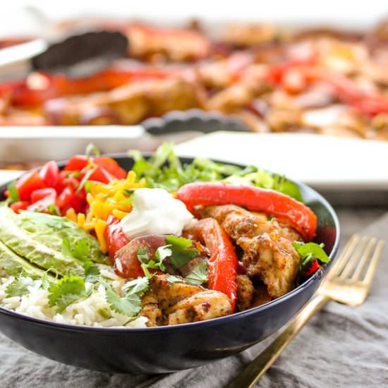 Sheet Pan Chicken Fajita Bowls