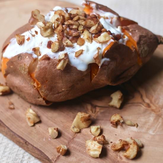 Sweet Potato with Yogurt & Walnuts