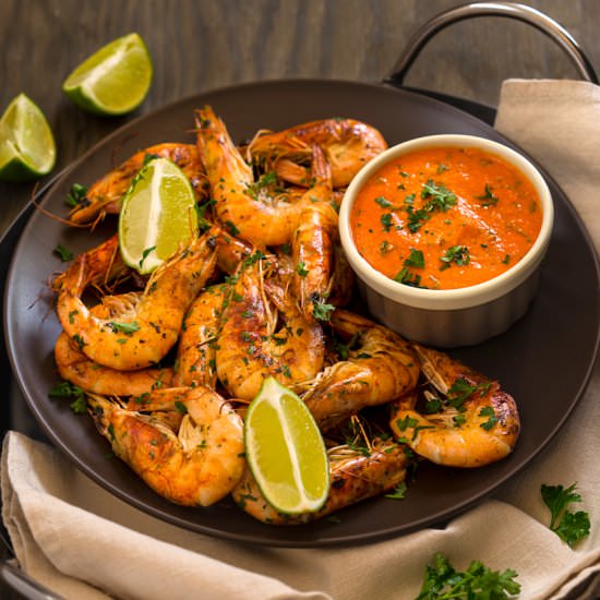 Pan Cooked Shrimp with Romesco