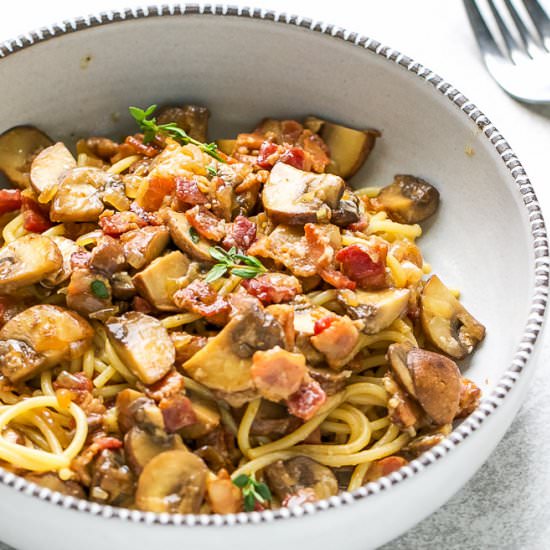 Balsamic Bacon Mushroom Pasta