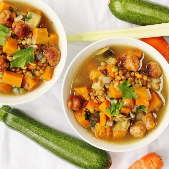 Sausage Lentil and Vegetable Soup