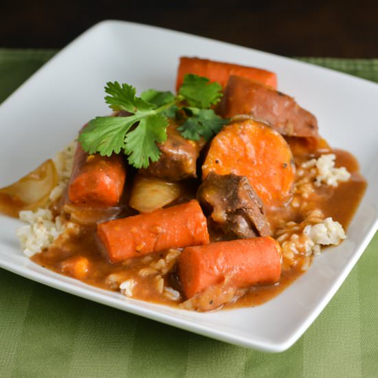 Venison Stew over Rice