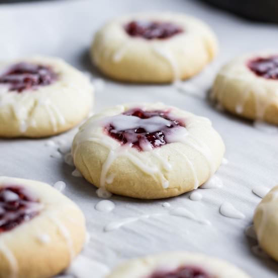 Raspberry Almond Thumbprint Cookies