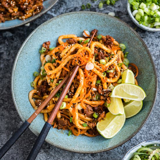 Korean Crispy Lamb with Noodles