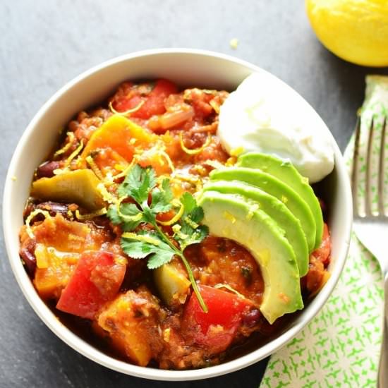 Butternut Squash Vegetarian Chilli