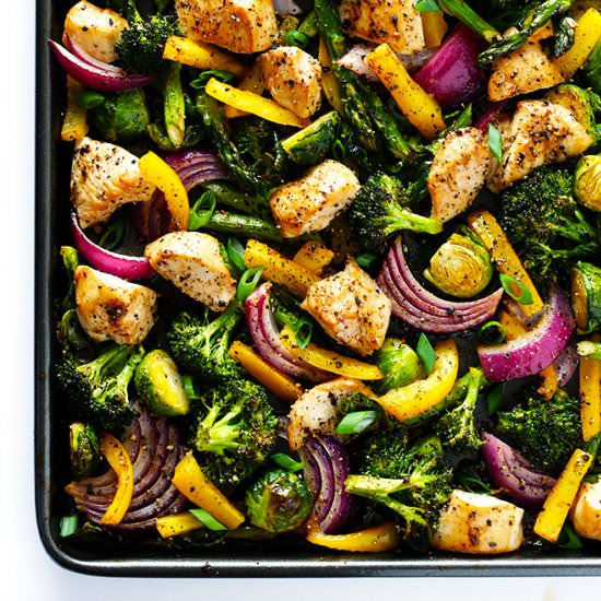 Sheet Pan Chicken & Veggie Stir Fry