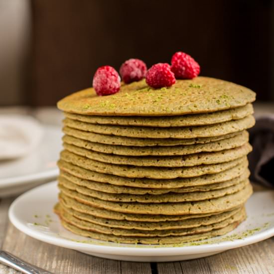 Matcha-Ginger Pancakes, Vegan