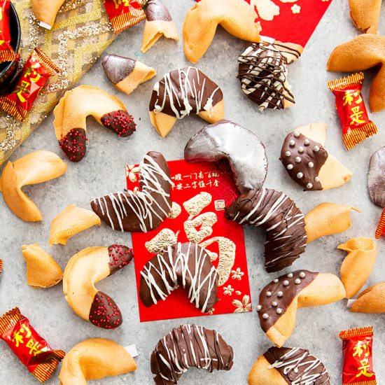 Chocolate Dipped Fortune Cookies