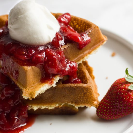 Waffles with Strawberry Syrup