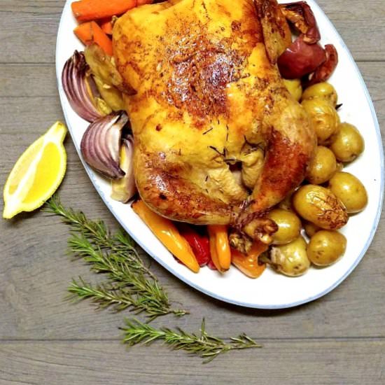 One Pan Roasted Chicken & Veggies