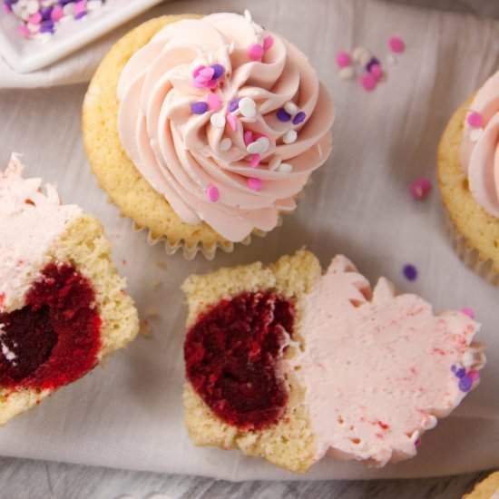 Surprise Heart Inside Cupcakes