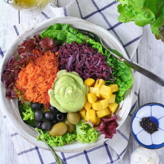 Rainbow Salad w/ Avocado Dressing