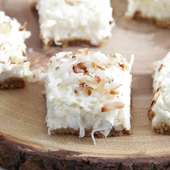 Skinny Coconut Cheesecake Bars