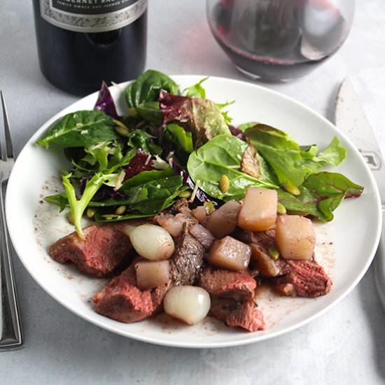 Duck Breast with Pearl Onion Sauce