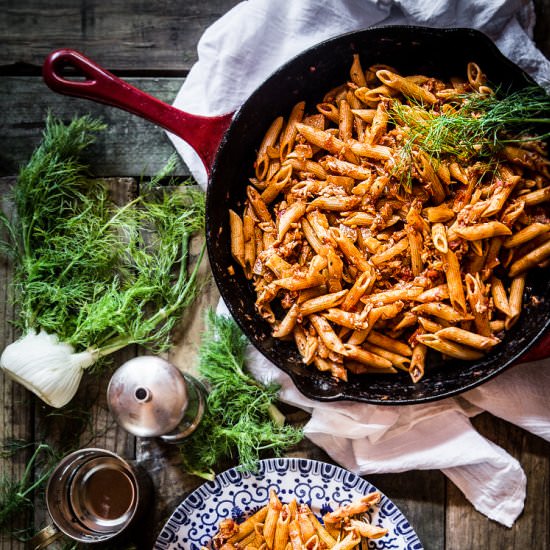 Penne with Fennel and Crab Ragu