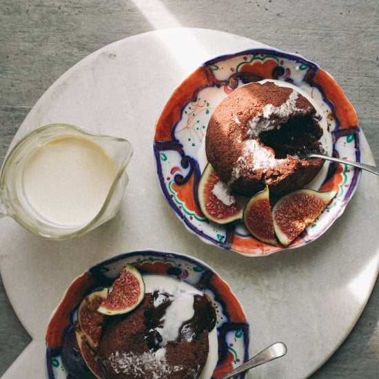 Sour cherry chocolate puddle cake