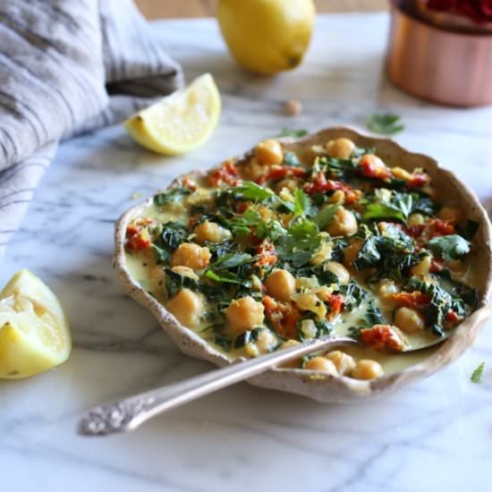 Coconut Braised Chickpeas & Greens