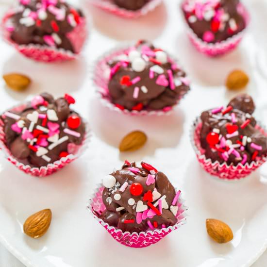 Valentine Chocolate Almond Clusters