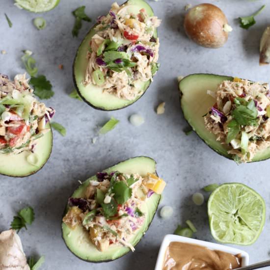 Thai Chicken Salad Stuffed Avocados