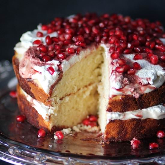 Amaretto Butter Cake w/ Pomegranate