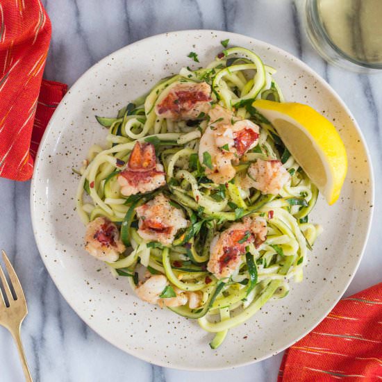 Zucchini Noodle Lobster Scampi