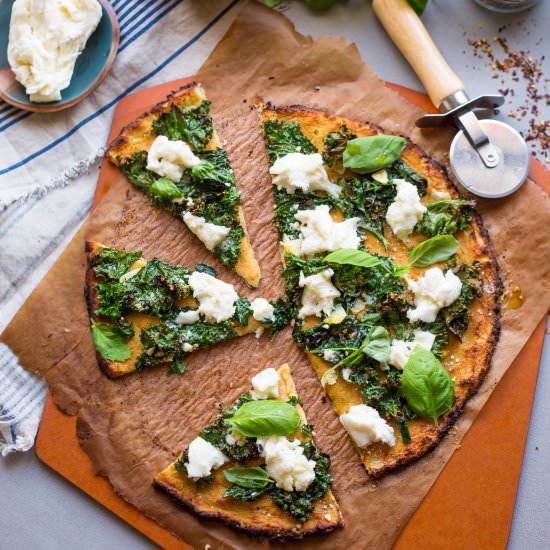 Cauliflower Pizzas w/ Lemony Kale
