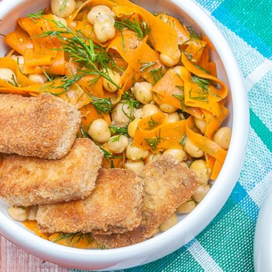 Chickpea Salad and Fried Tofu