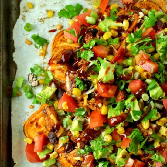 BBQ Chicken Sweet Potato Nachos