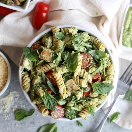 Greek Yogurt Pesto Pasta Salad