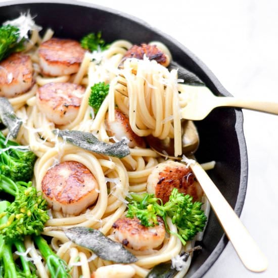 Brown Butter Bucatini With Scallops