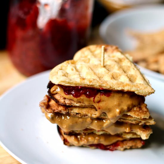 PB&J Waffle Hearts