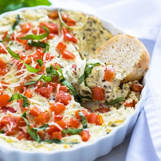 Hot Cheesy Caprese Dip