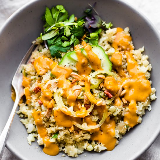 Chili Garlic Cauliflower Rice Bowls